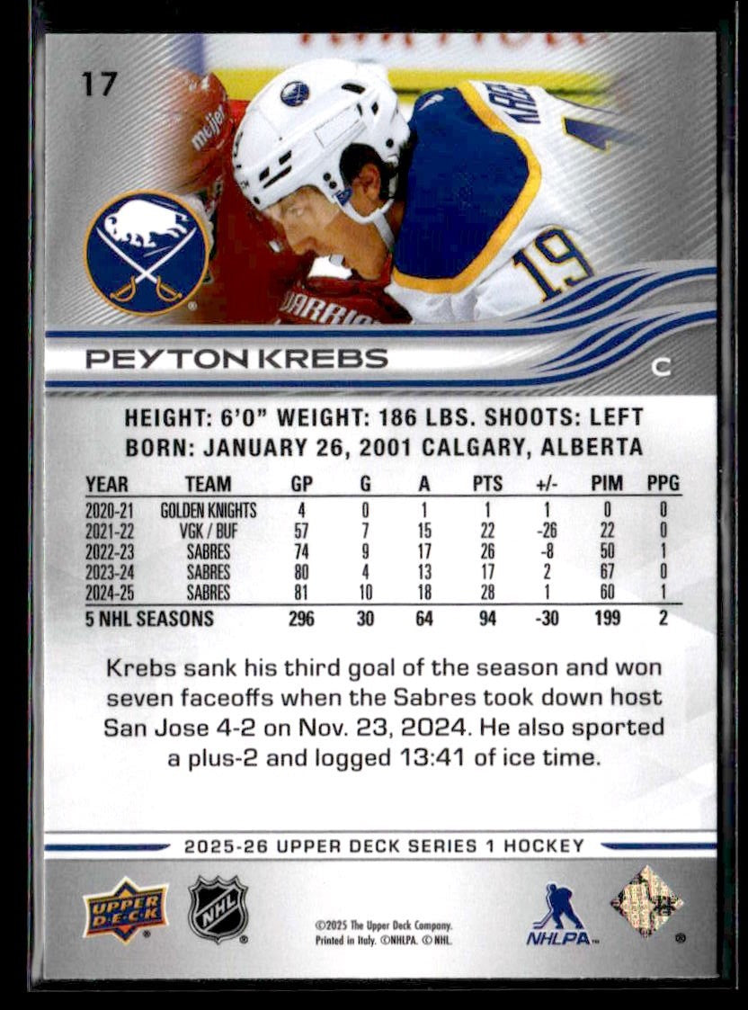 2025-26 Upper Deck #17 Peyton Krebs