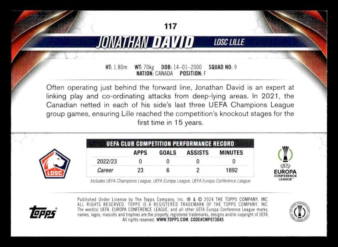 2023-24 Topps Jade Edition UEFA Club Competitions #117 Jonathan David