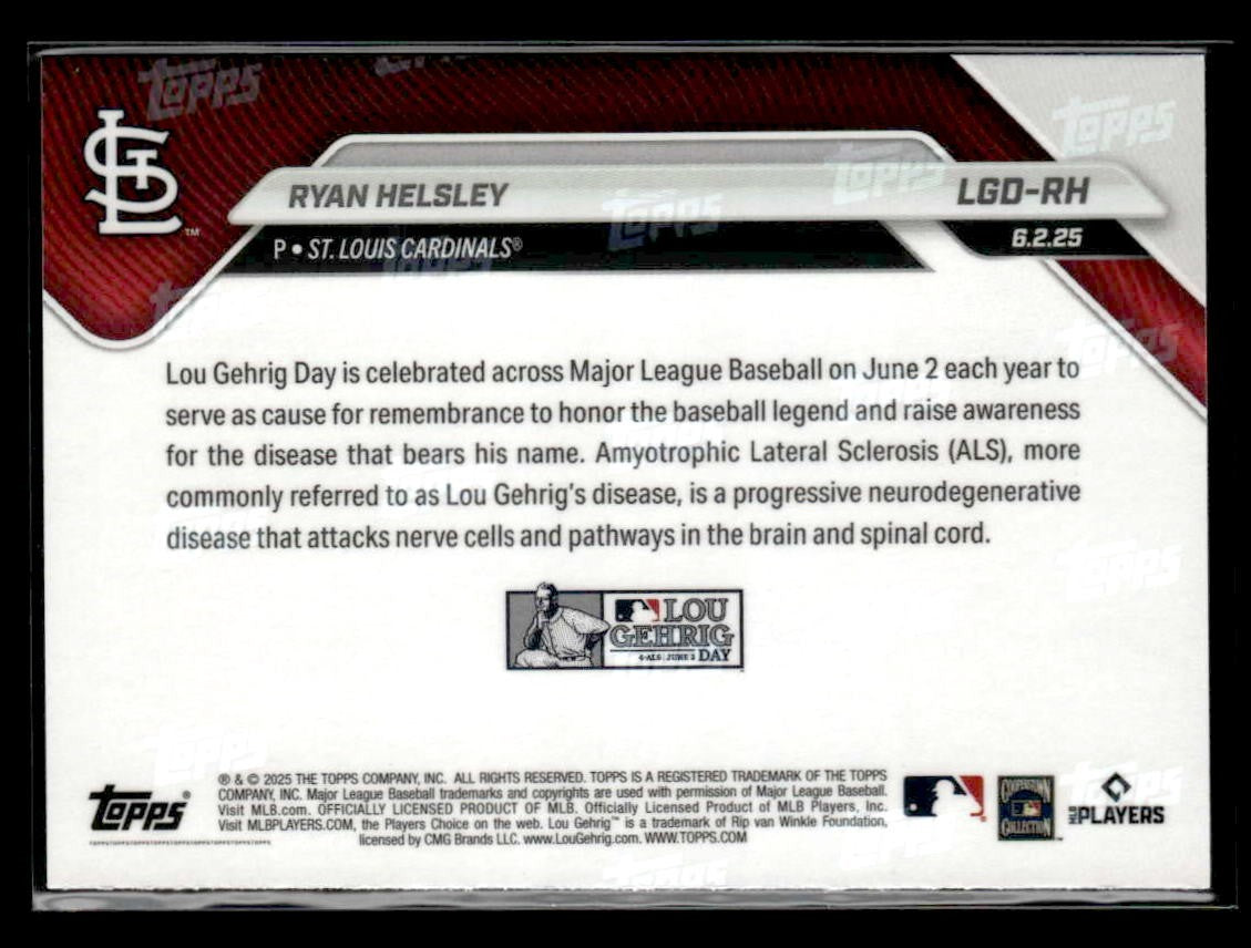 2025 Topps Now Lou Gehrig Day: Presented by Sarah Langs #LGD-RH Ryan Helsley
