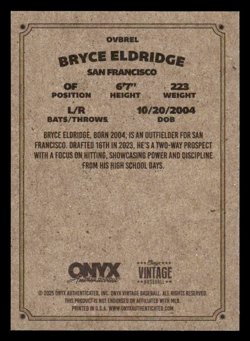2025 Onyx Vintage #OVBREL Bryce Eldridge
