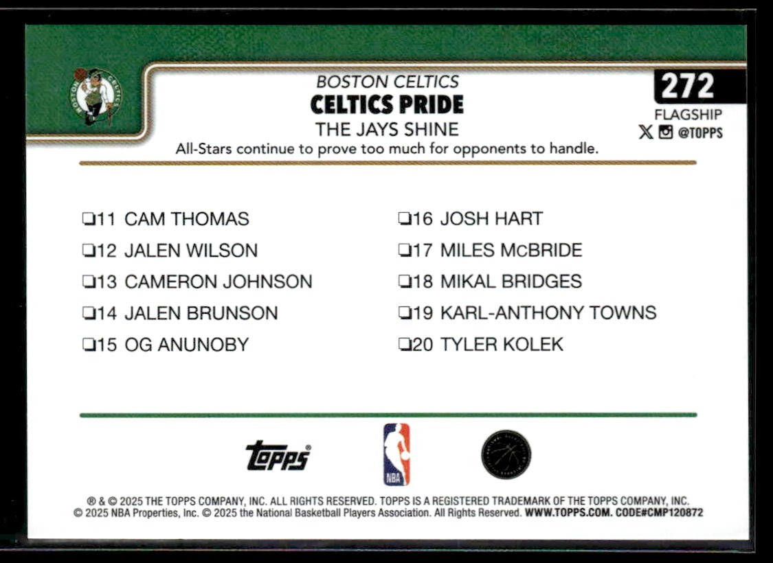 2025-26 Topps #272 Celtics Pride: The Jays Shine