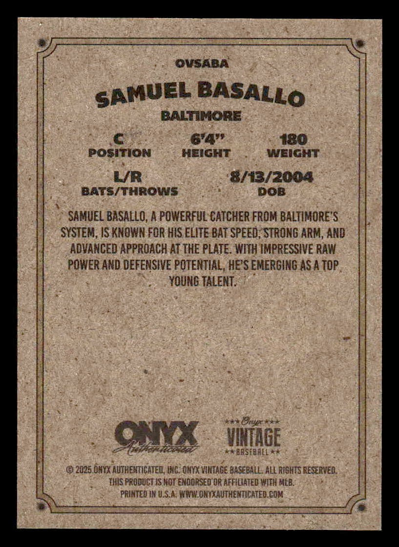 2025 Onyx Vintage #OVSABA Samuel Basallo