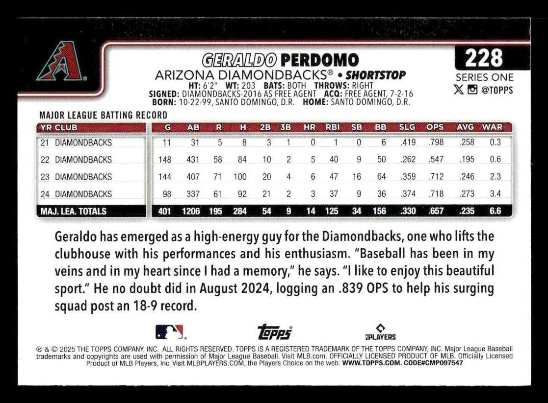 2025 Topps #228 Geraldo Perdomo