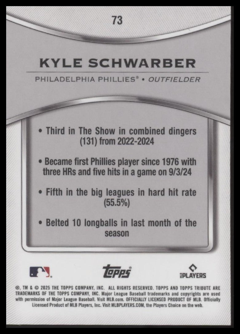 2025 Topps Tribute #73 Kyle Schwarber