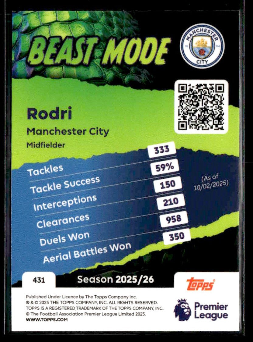 2025-26 Topps Premier League #431 Rodri