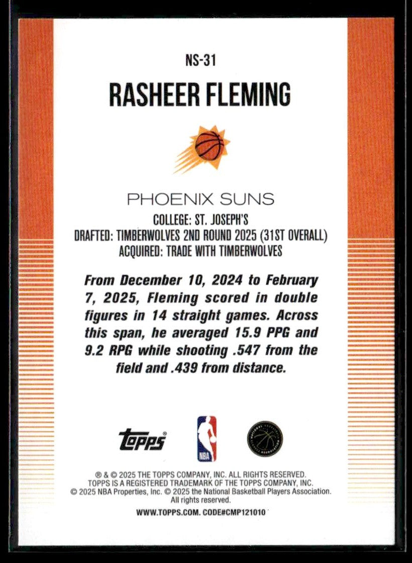 2025-26 Topps #NS-31 Rasheer Fleming New School