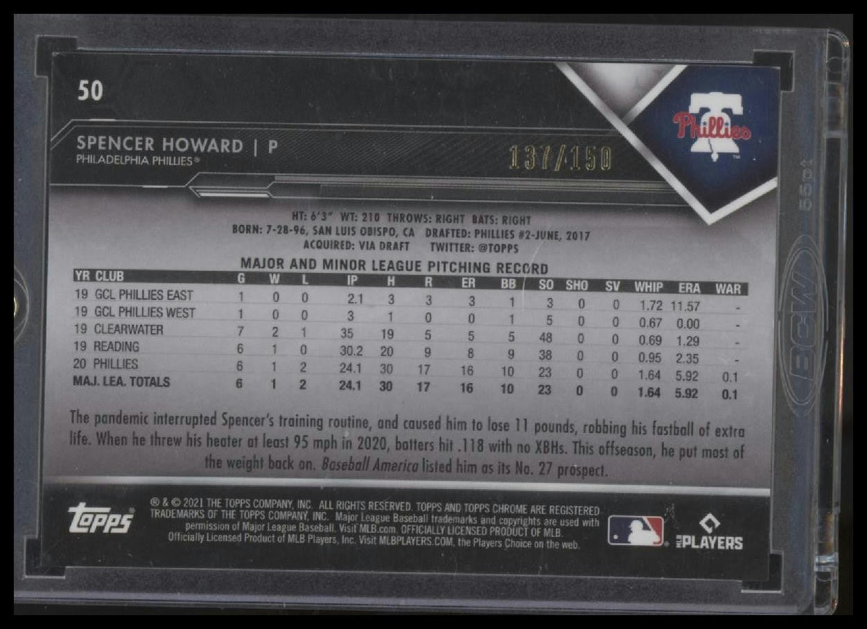 2021 Topps Chrome Black #50 Spencer Howard Purple Refractor #/150