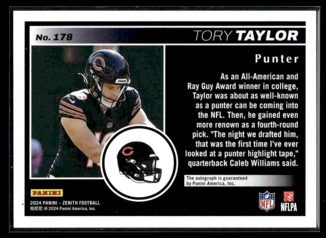 2024 Panini Zenith #178 Tory Taylor Autographs No Huddle