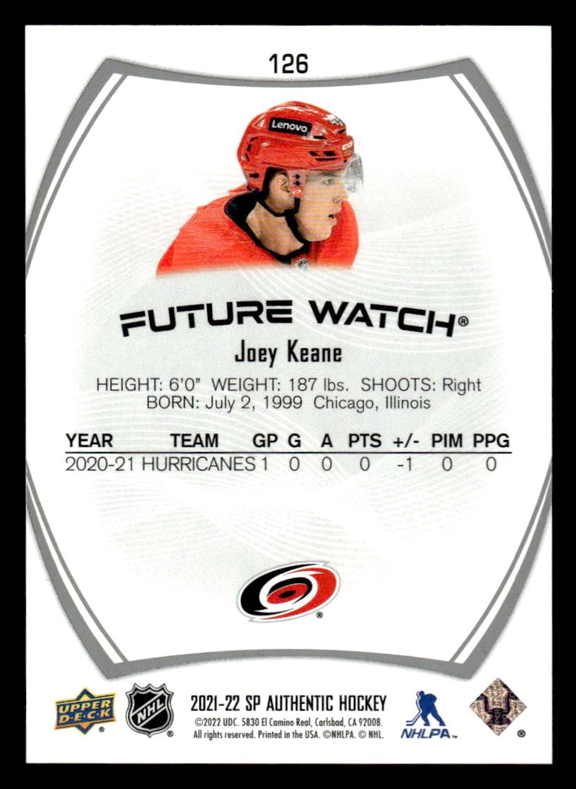 2021-22 SP Authentic #126 Joey Keane #/999