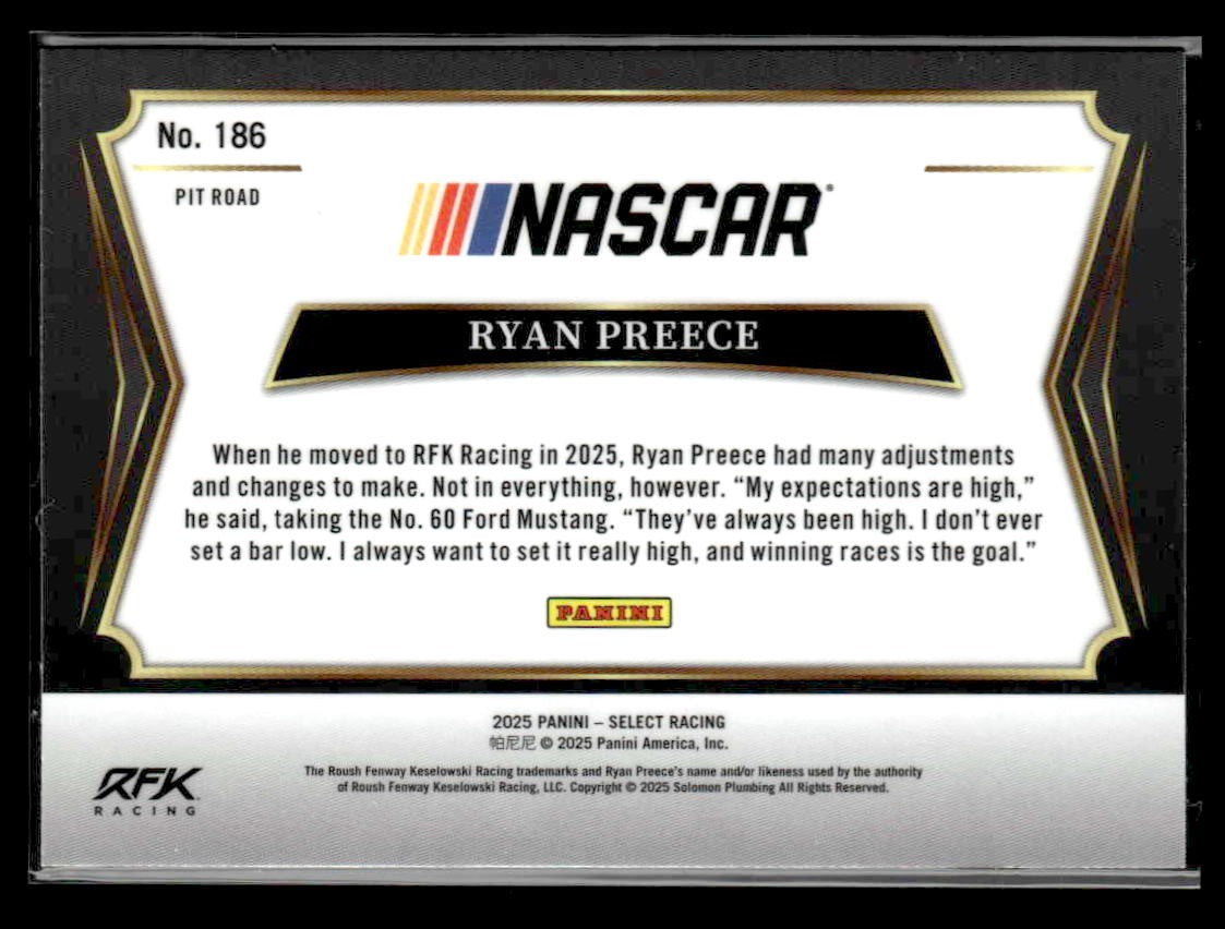 2025 Panini Select #186 Ryan Preece