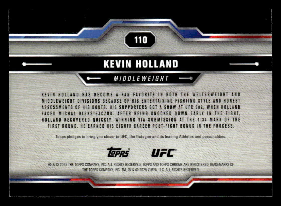 2025 Topps Chrome UFC #110 Kevin Holland Sepia Refractor
