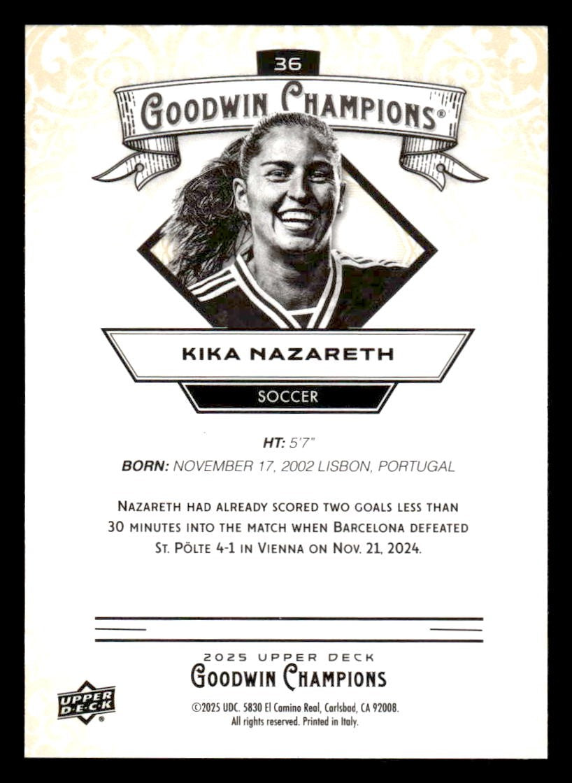2025 Upper Deck Goodwin Champions #36 Kika Nazareth Red home jersey