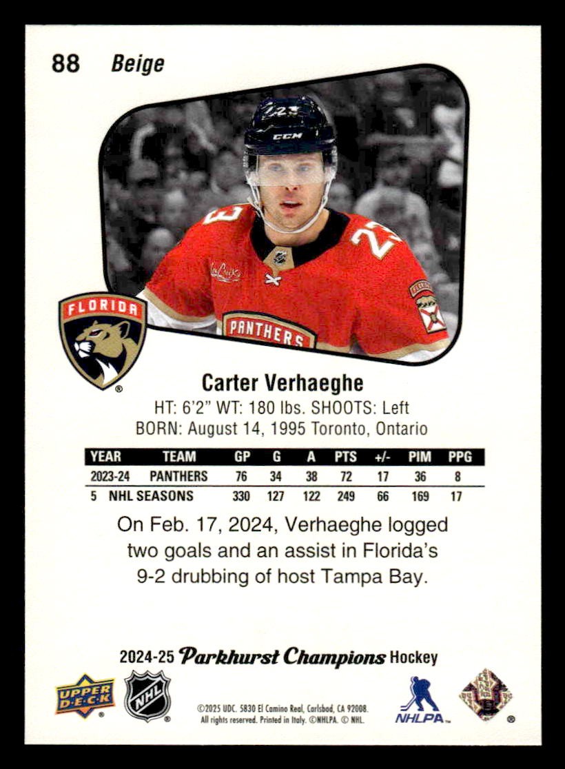 2024-25 Parkhurst Champions #88 Carter Verhaeghe
