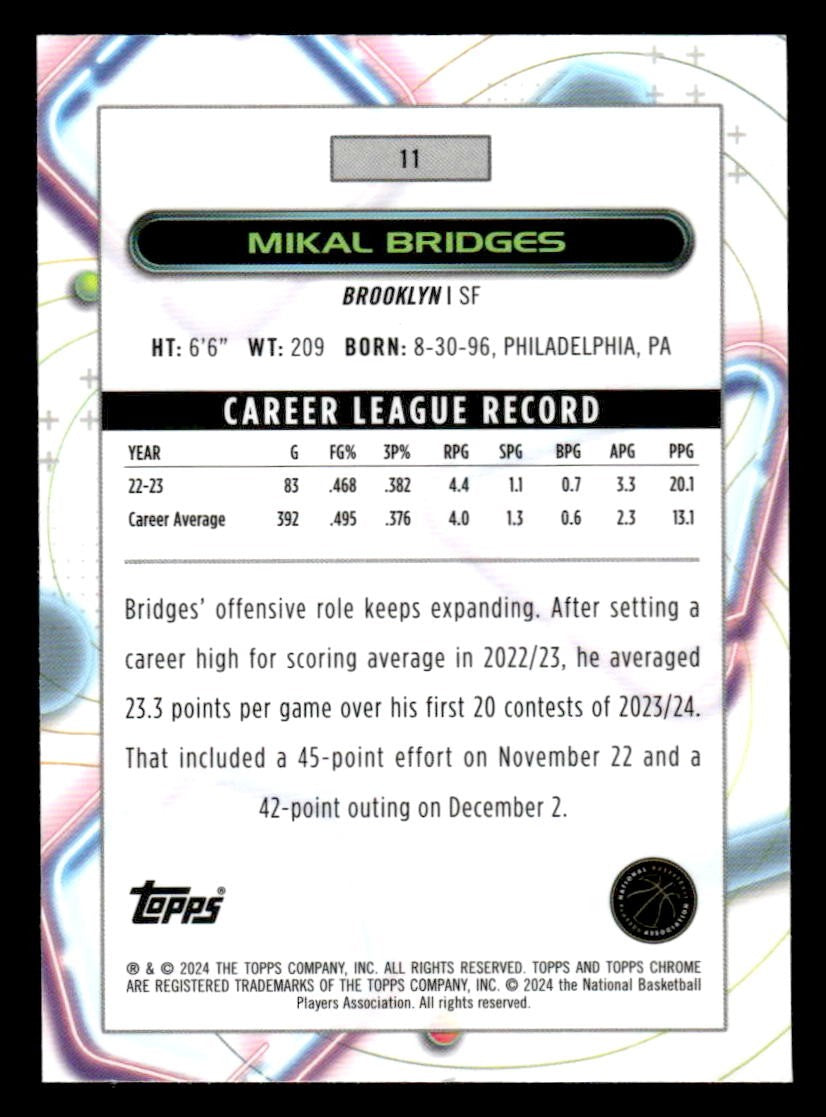2023-24 Topps Chrome Cosmic #11 Mikal Bridges