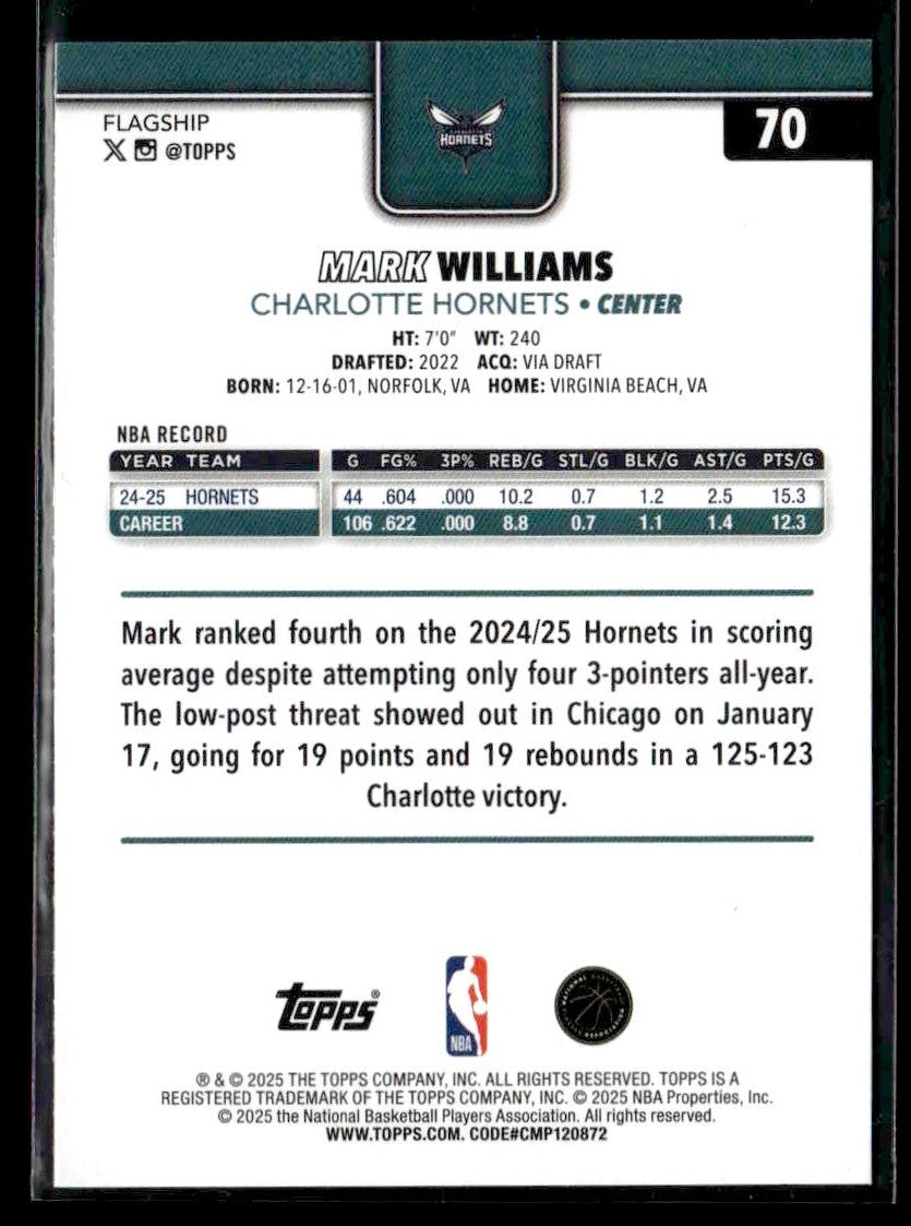 2025-26 Topps #70 Mark Williams Holo Foil