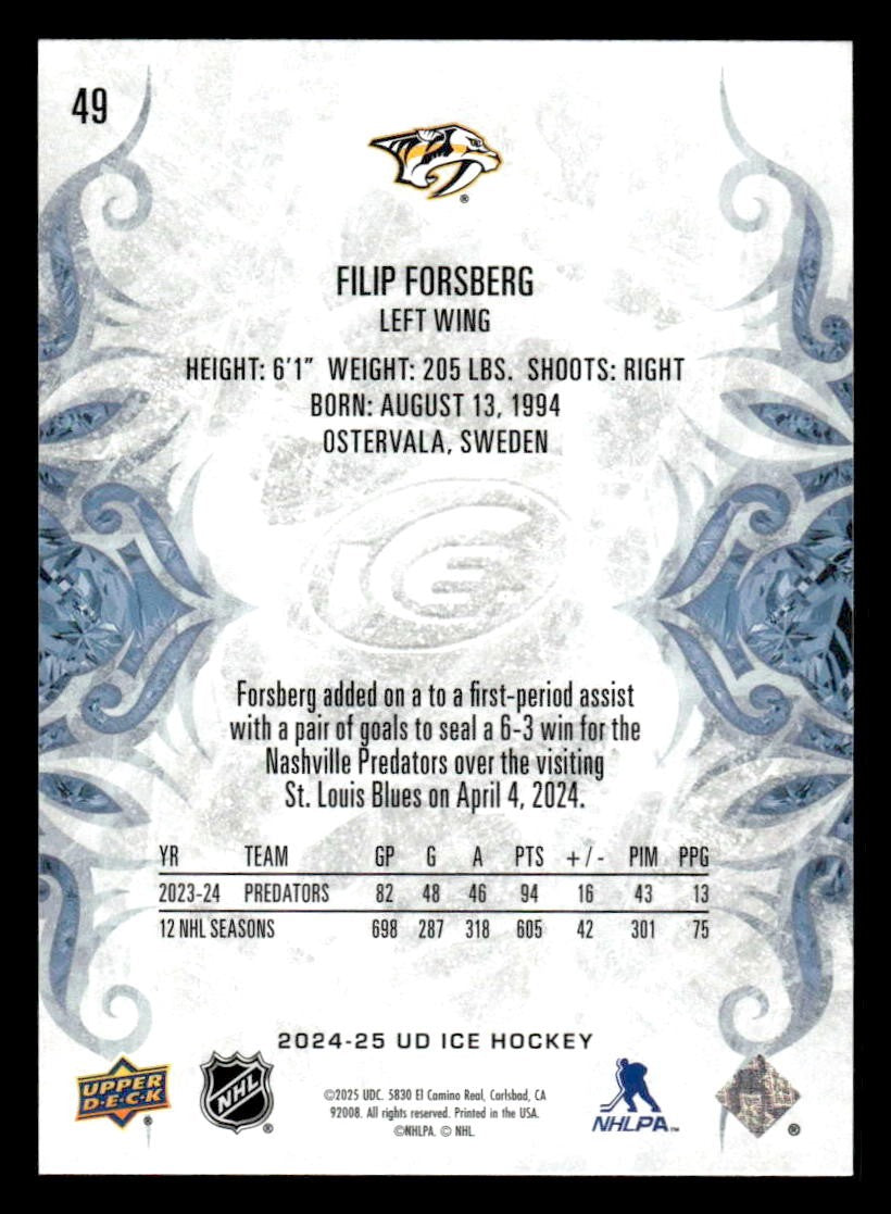 2024-25 Upper Deck Ice #49 Filip Forsberg