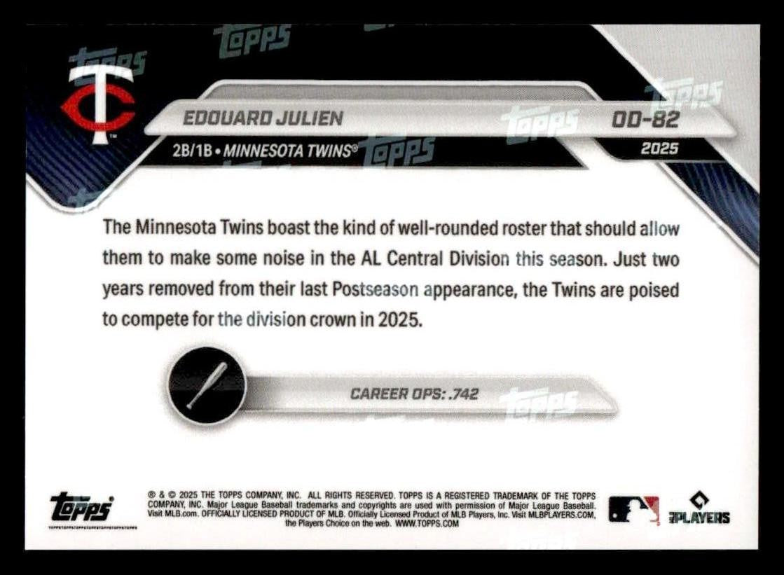 2025 Topps Now Road to Opening Day Minnesota Twins #OD-82 Edouard Julien