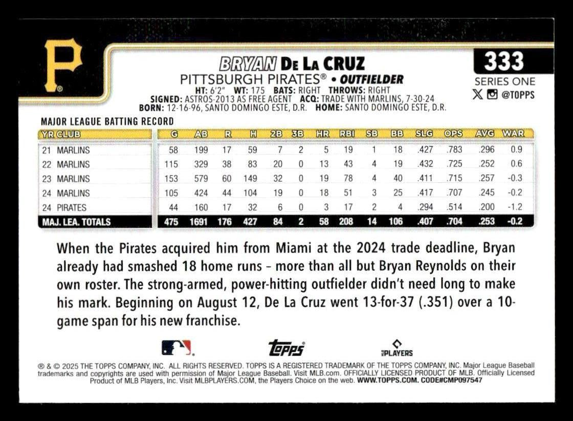 2025 Topps #333 Bryan De La Cruz