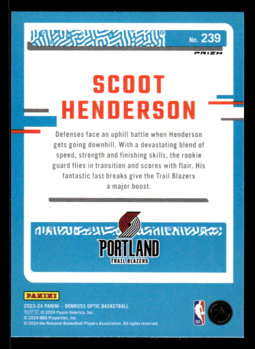 2023-24 Donruss Optic #239 Scoot Henderson Choice