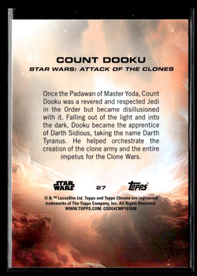 2025 Topps Chrome Sapphire Star Wars #27 Count Dooku Green Sapphire #90/99