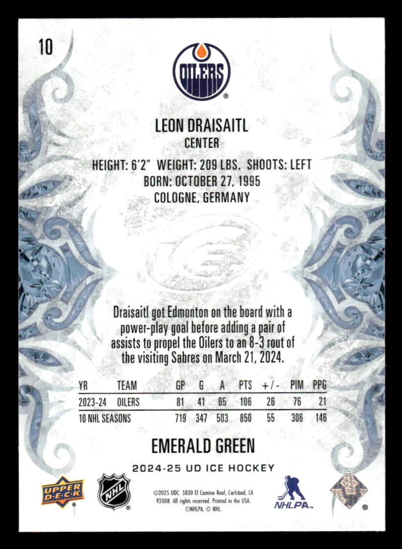 2024-25 Upper Deck Ice #10 Leon Draisaitl Emerald Green