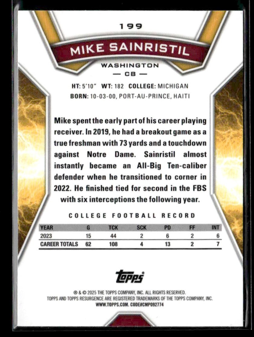 2024 Topps Resurgence #199 Mike Sainristil Blue Surge #/99
