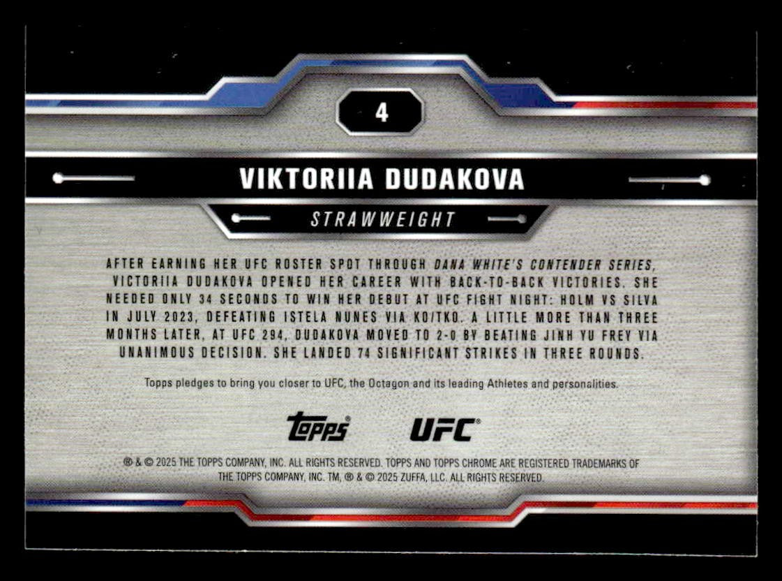 2025 Topps Chrome UFC #4 Viktoriia Dudakova X-Fractor