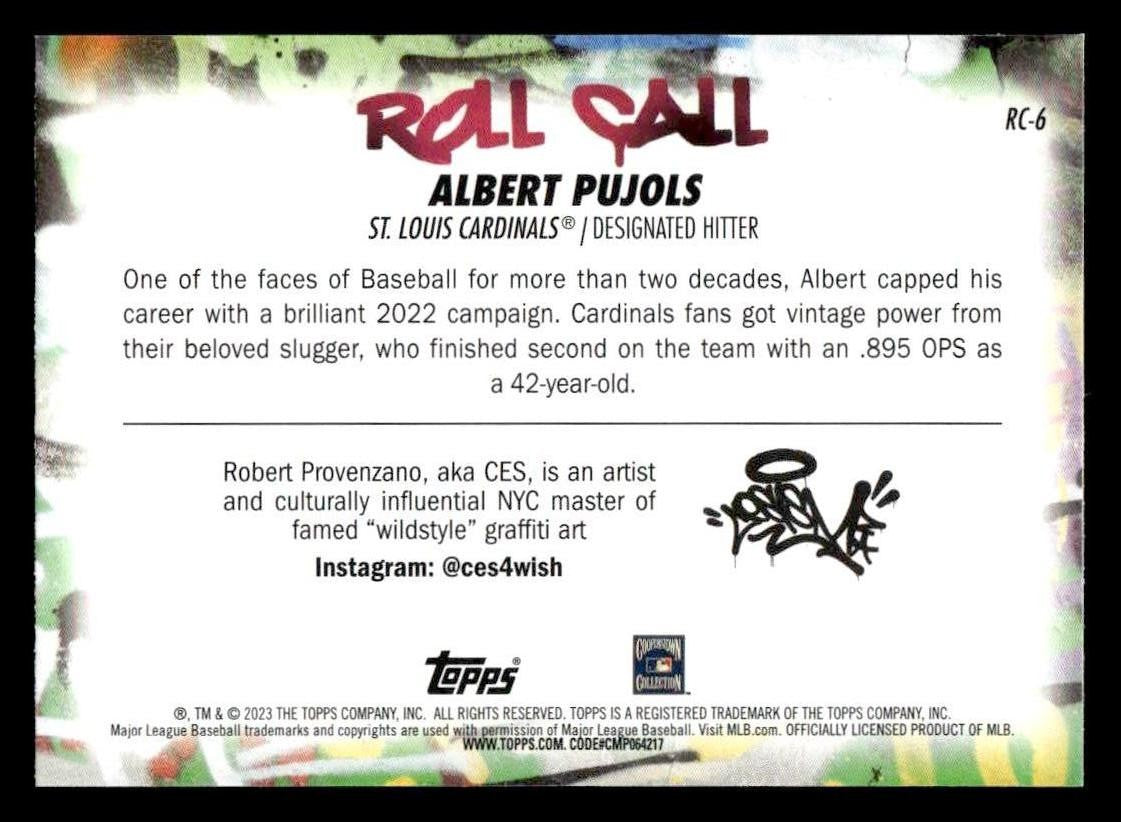 2023 Topps Big League #RC-6 Albert Pujols Roll Call Wildstyle Edition