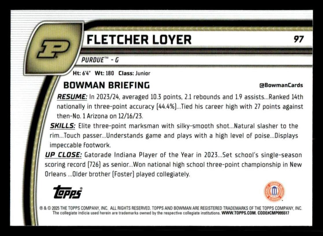 2024-25 Bowman University Chrome #97 Fletcher Loyer