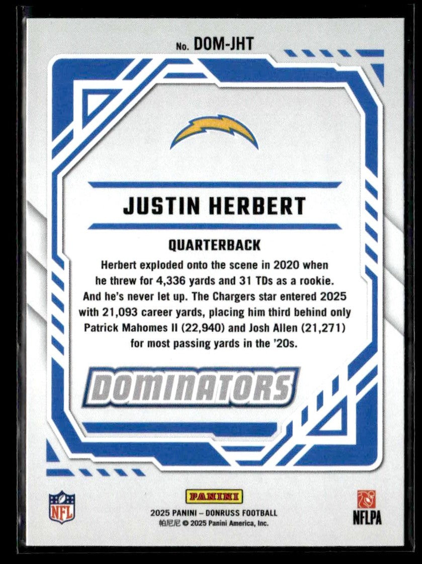 2025 Donruss #DOM-JHT Justin Herbert Dominators