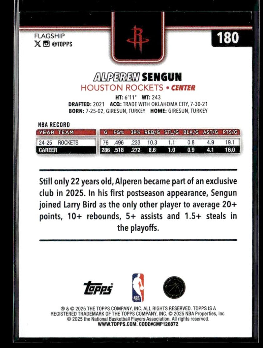 2025-26 Topps #180 Alperen Sengun