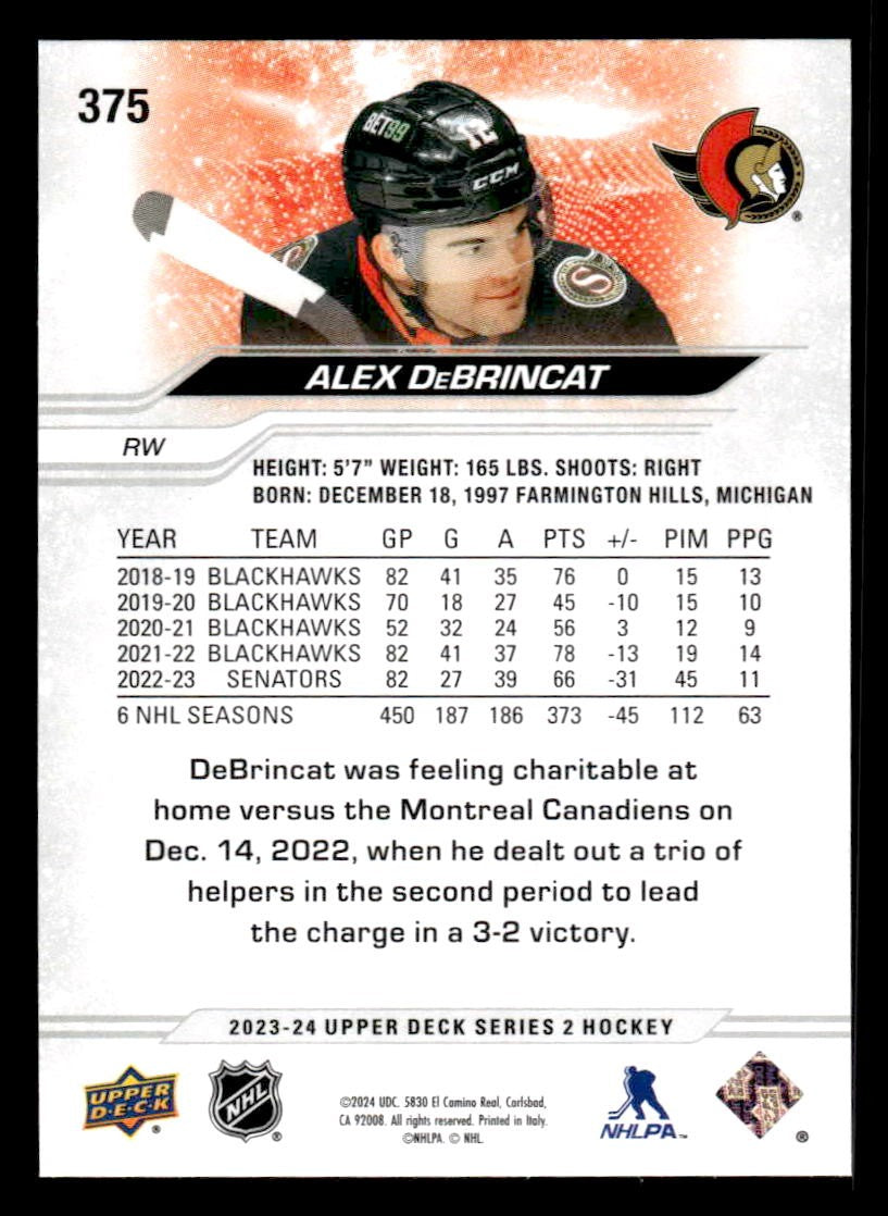 2023-24 Upper Deck #375 Alex DeBrincat