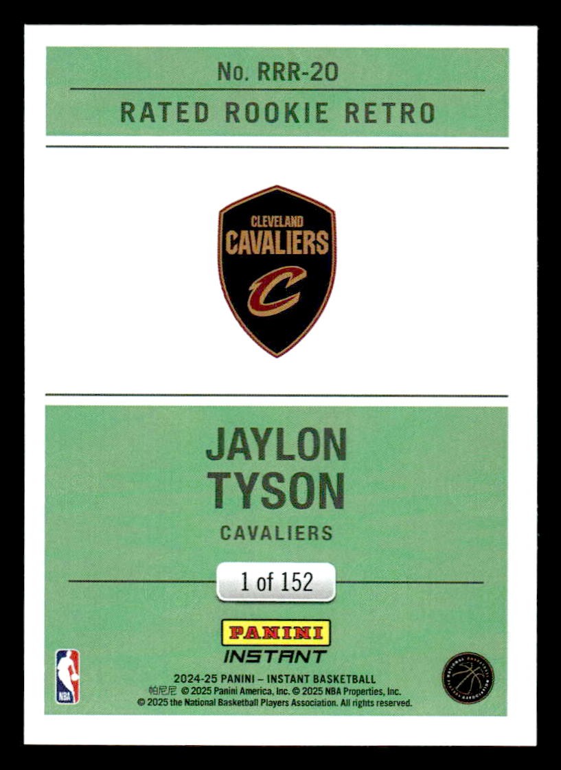 2024-25 Panini Instant #RRR-20 Jaylon Tyson Rated Rookie Retro #/152
