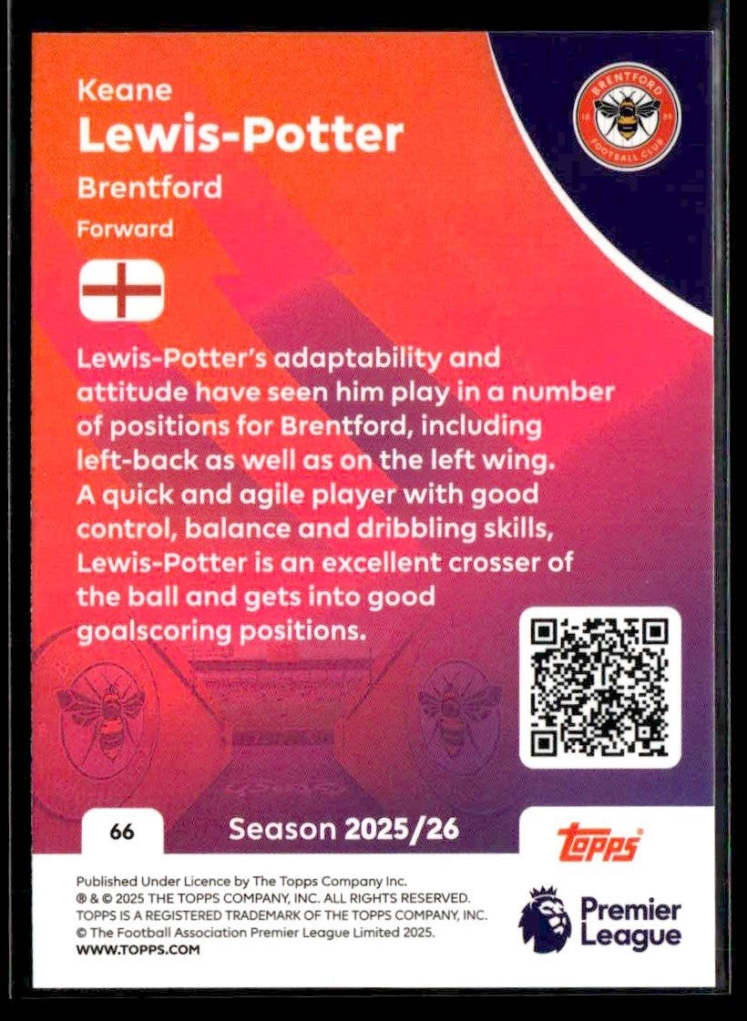 2025-26 Topps Premier League #66 Keane Lewis-Potter
