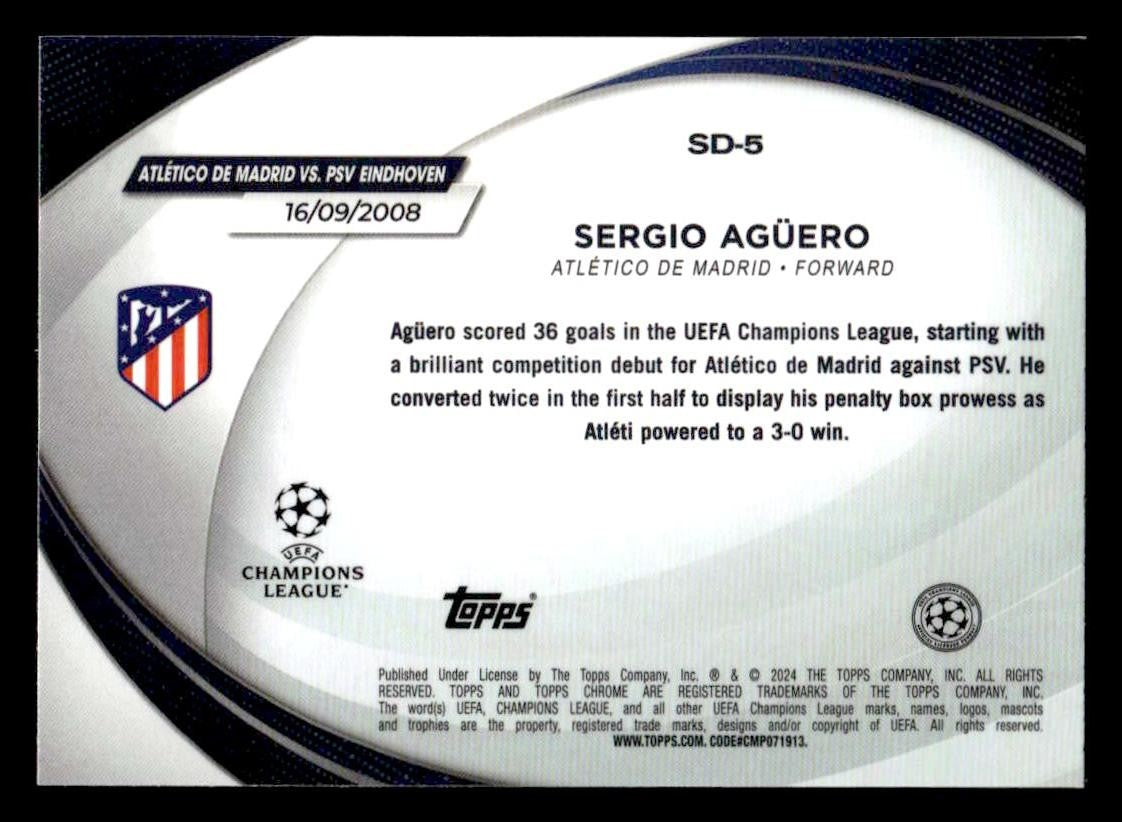2023-24 Topps Chrome UEFA Club Competitions #SD-5 Sergio Agüero Starball Debuts