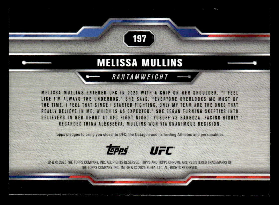 2025 Topps Chrome Sapphire Edition UFC #197 Melissa Mullins