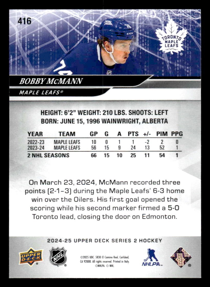 2024-25 Upper Deck #416 Bobby McMann