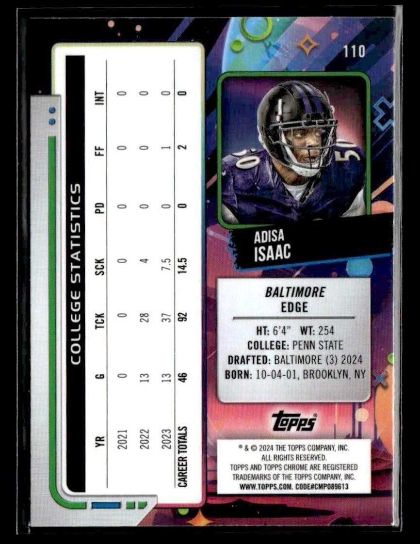 2024 Topps Chrome Cosmic #110 Adisa Isaac