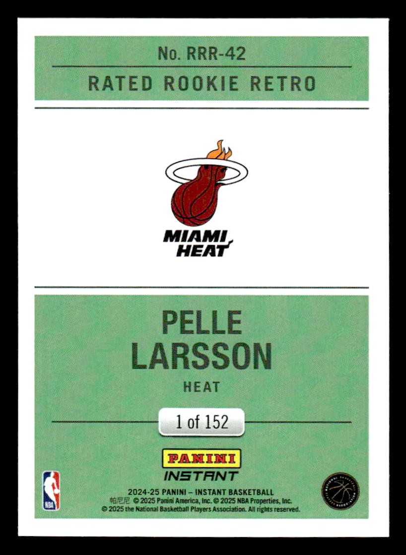 2024-25 Panini Instant #RRR-42 Pelle Larsson Rated Rookie Retro #/152