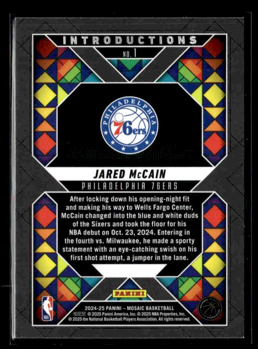 2024-25 Panini Mosaic #1 Jared McCain Introuctions
