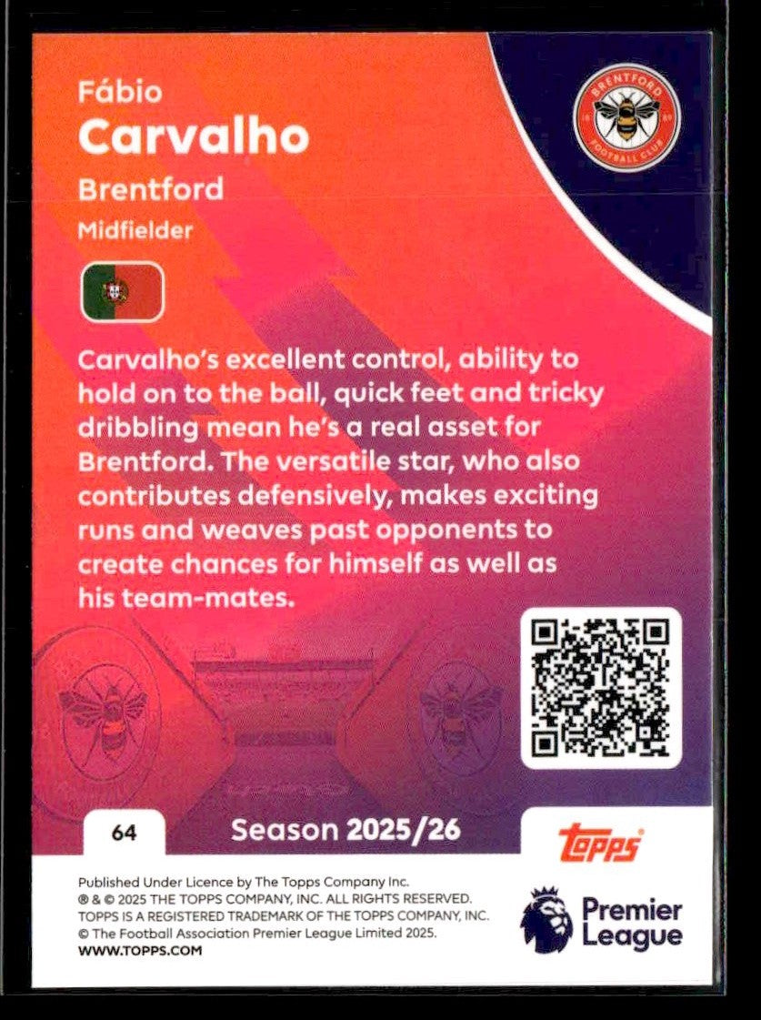 2025-26 Topps Premier League #64 Fábio Carvalho