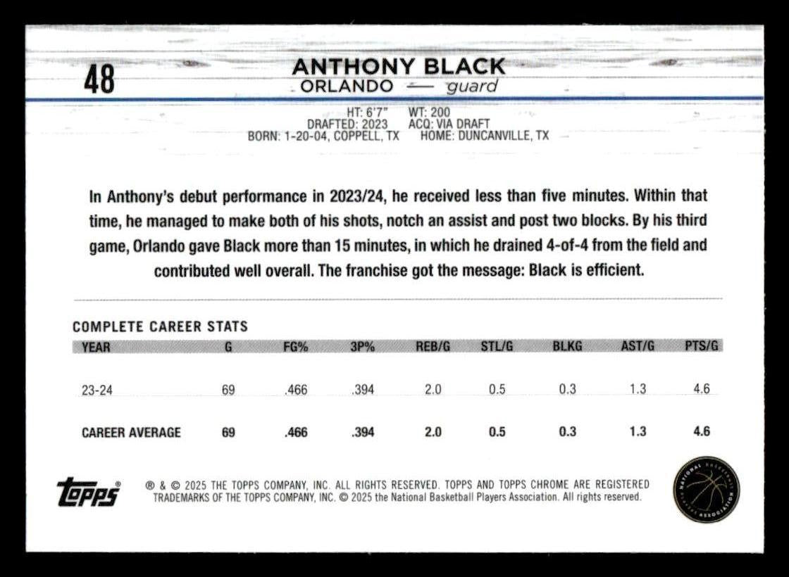 2024-25 Topps Chrome #48 Anthony Black