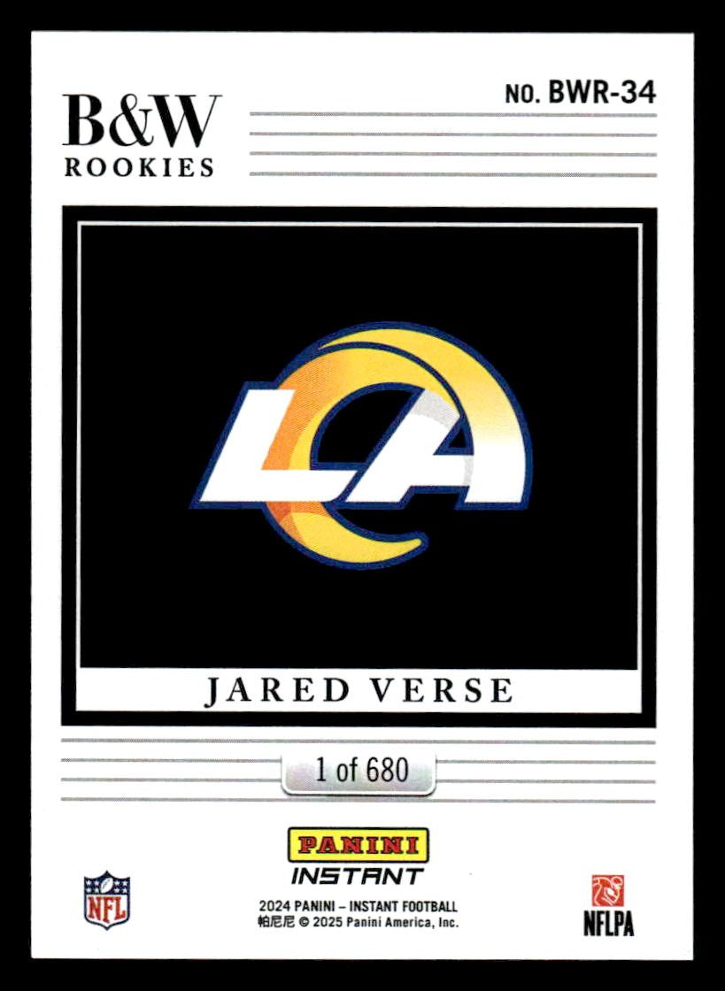 2024 Panini Instant NFL Black & White Rookies #BWR-34 Jared Verse