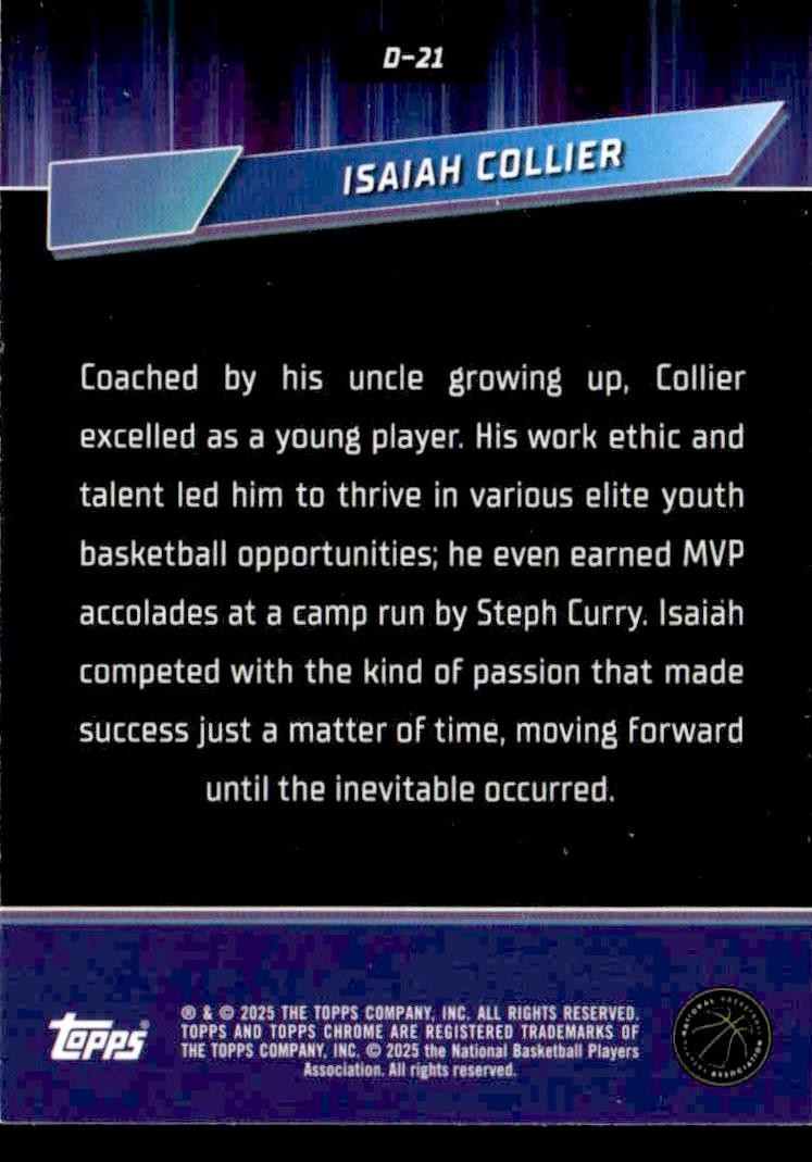 2024-25 Topps Chrome #D-21 Isiah Collier Destiny