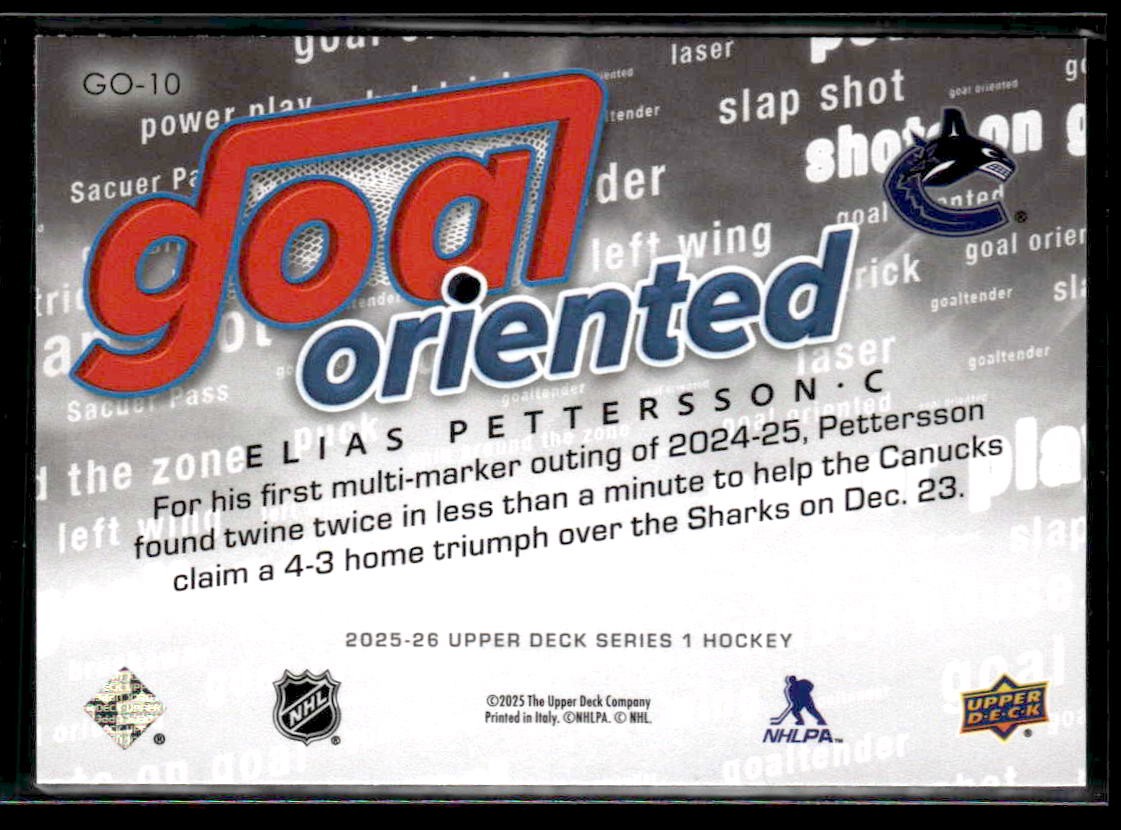 2025-26 Upper Deck #GO-10 Elias Pettersson Goal Oriented