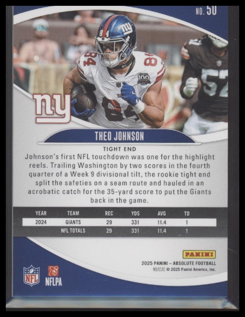 2025 Panini Absolute #50 Theo Johnson Spectrum