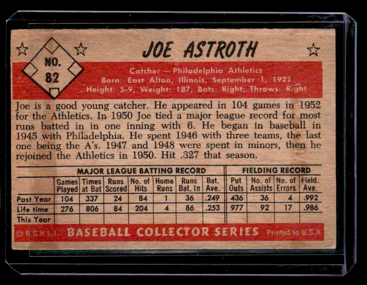 1953 Bowman Color #82 Joe Astroth