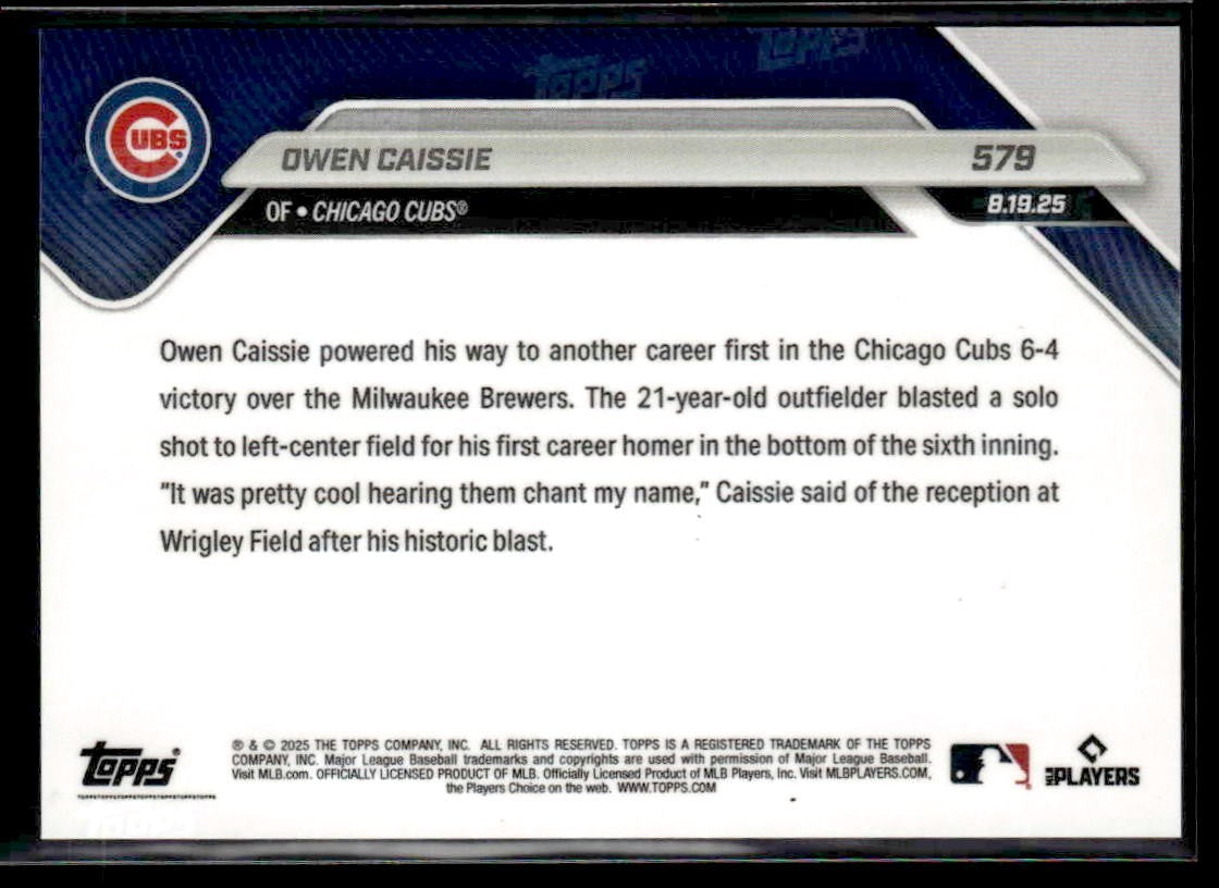 2025 Topps Now #579 Owen Caissie 1st MLB HR