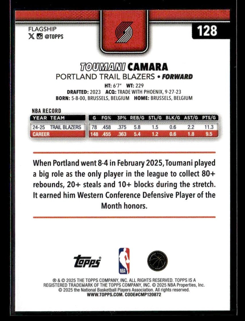 2025-26 Topps #128 Toumani Camara