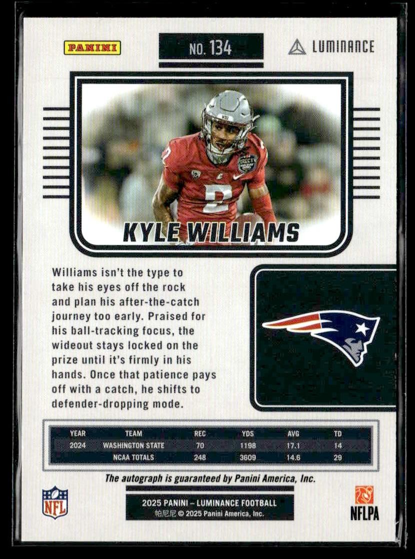 2025 Panini Luminance #134 Kyle Williams Base Luminance Gold Auto #/100